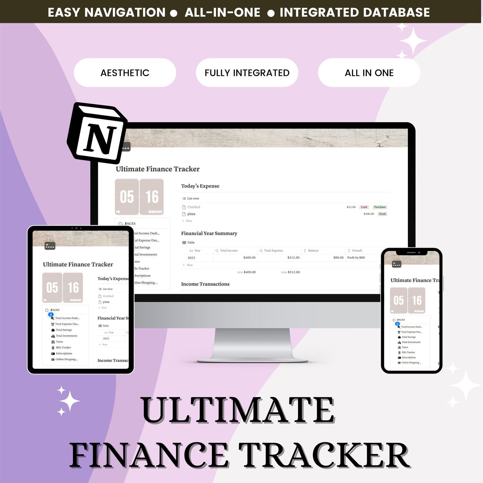 Notion Template Financial Planner | Monthly Budget Tracker | Personal ...