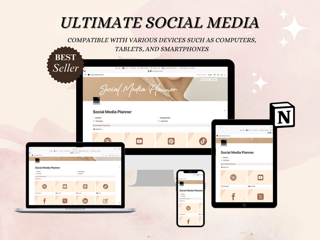 Notion Template Social Media Planner | Digital Content Creator Template ...