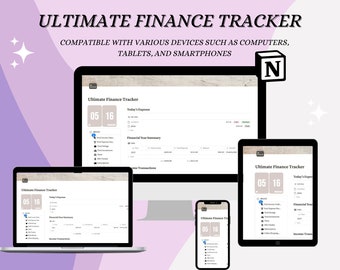 Notion Template Financial Planner | Monthly Budget Tracker | Personal Finance Dashboard | Income Expense Transaction Tracker