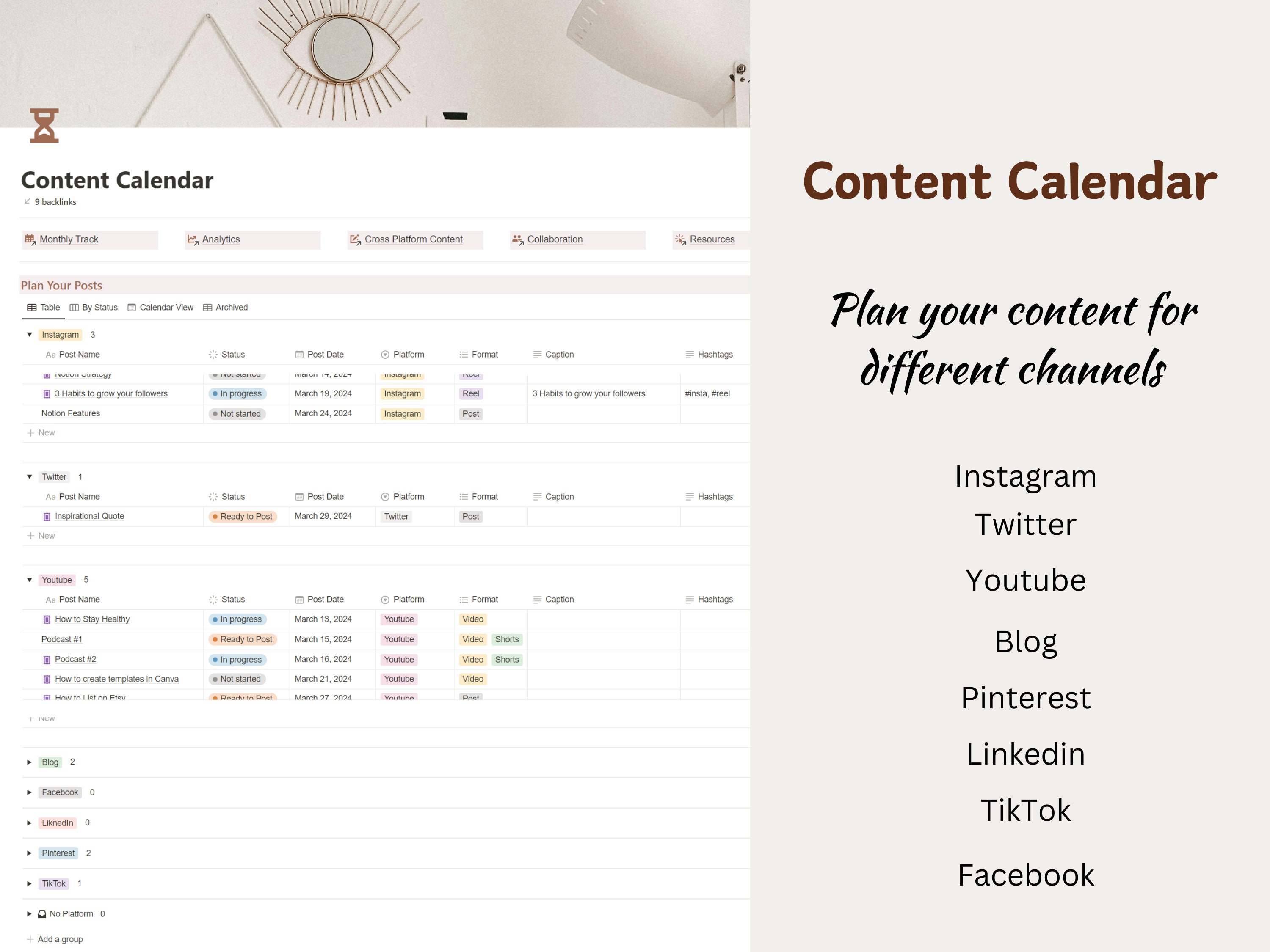 Notion Template Social Media Planner | Digital Content Creator Template ...