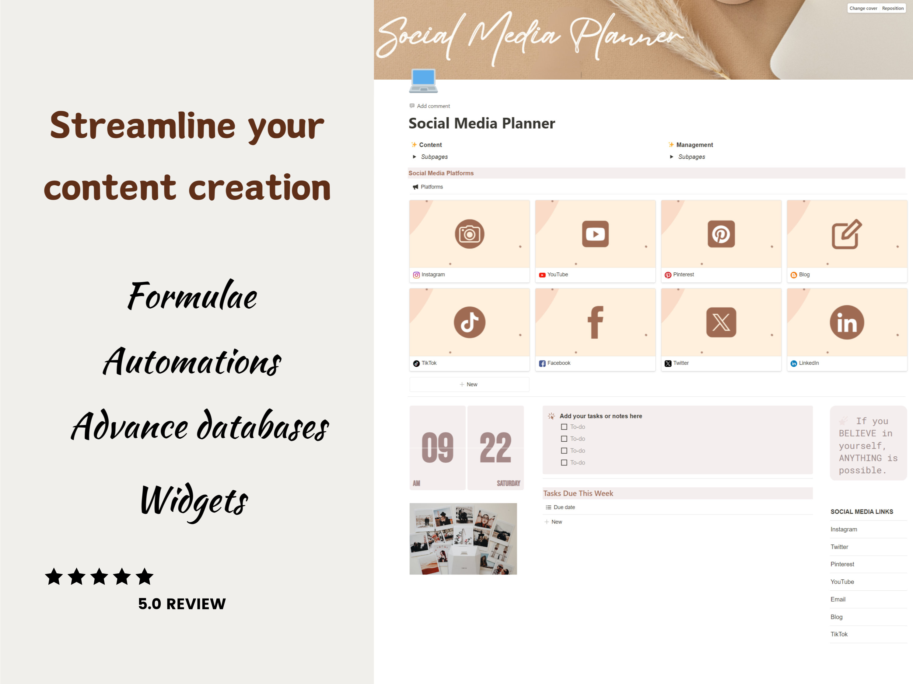 Notion Template Social Media Planner | Digital Content Creator Template ...