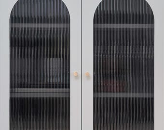 Smokey Grey Reeded Window Film | Renter Friendly Privacy Film (Cut to size)