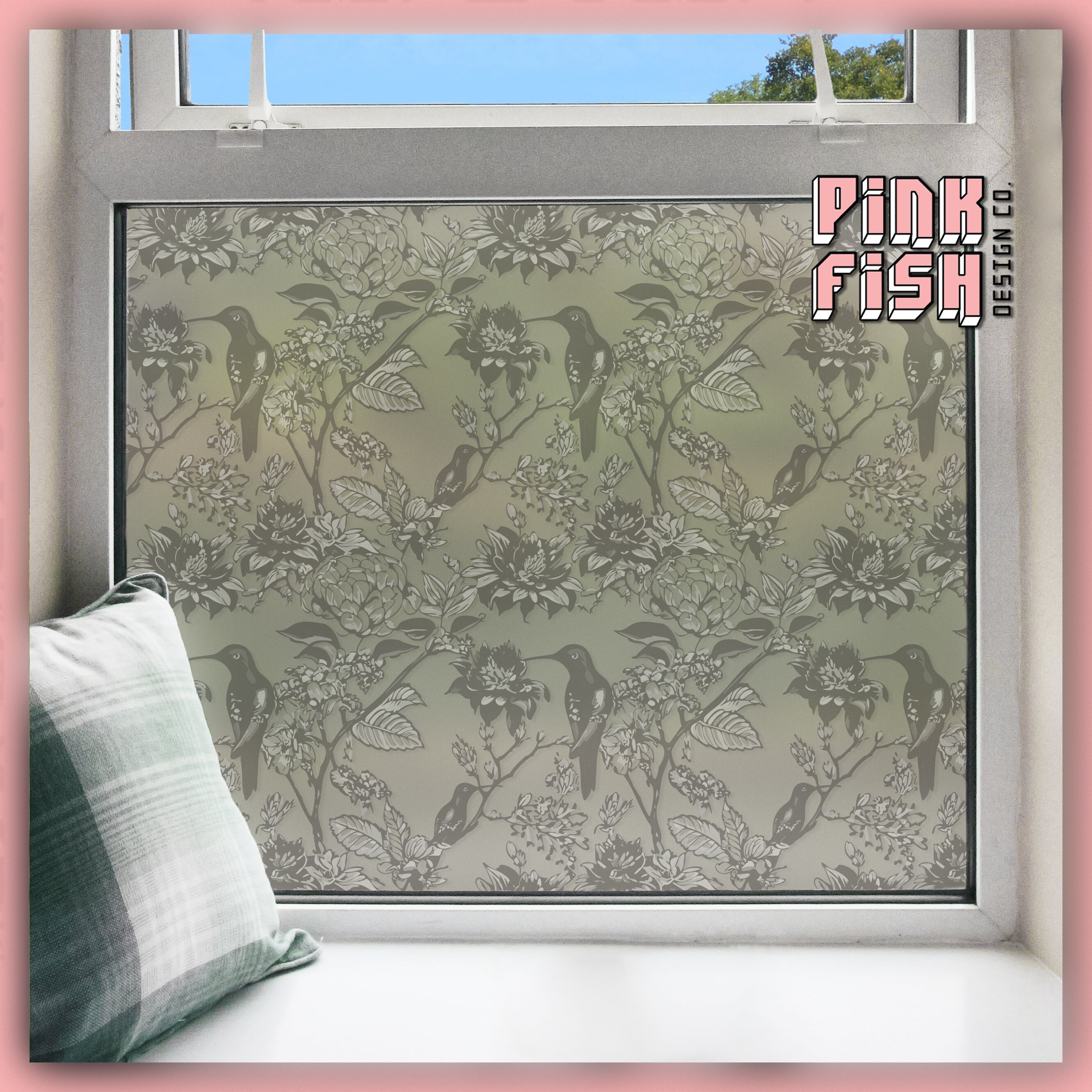 Hummingbird Pattern Frosted Film Beautiful Window Privacy Solution ...
