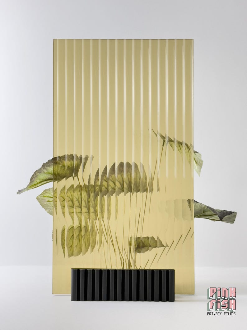Window Film Ribbed Amber Reeded Window Film | Warm Privacy Glass Film, Renter Friendly ...