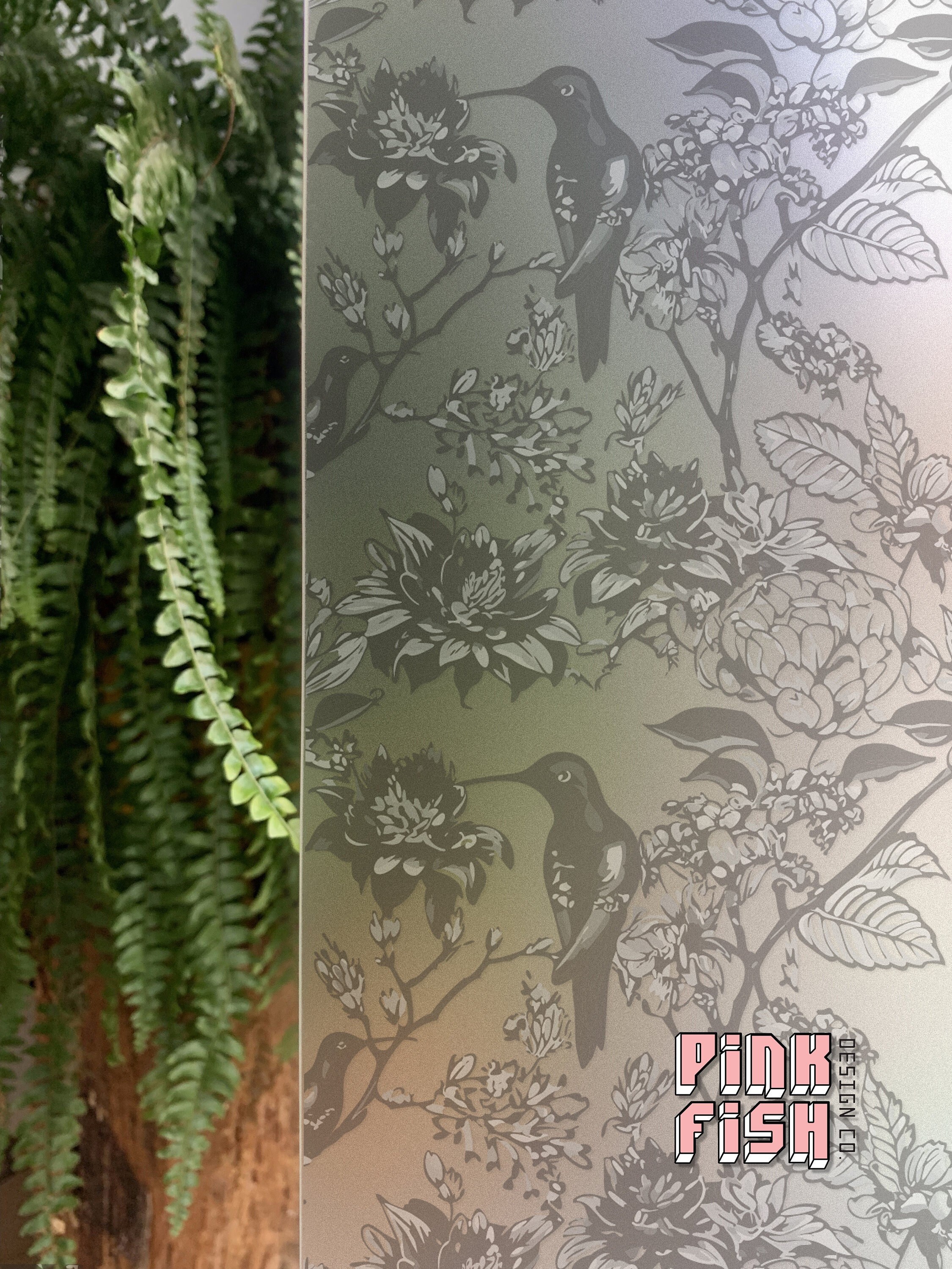 Hummingbird Pattern Frosted Film Beautiful Window Privacy Solution ...