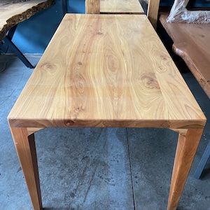 Mid Century Dining Table , Handmade Solid Wood Table With Wood Legs