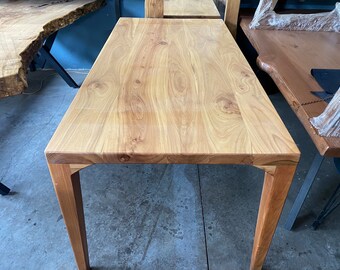 Mid Century Dining Table , Handmade Solid Wood Table With Wood Legs