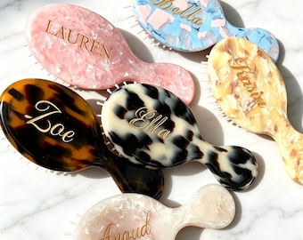 Personalized Acetate Hair Brush, Mini Massage Comb, Bridesmaid Travel Gift Her
