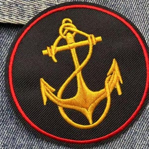 Nautical Anchor Round Patch, Sailor Badge Embroidery Iron On