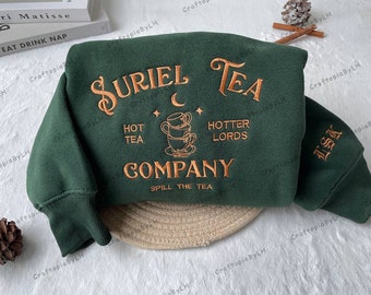 Suriel Tea Company Embroidered Sweatshirt, Acotar Bookish Embroidered, SJM Embroidered Sweatshirt, A Court Of Thorns And Roses Hoodie
