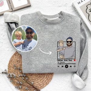 Custom Embroidered Dad Portrait Shirt, Father's Day Gift, Personalized Family Shirt, Gift For Dad, Papa Embroidered Hoodie From Photo