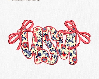 Coquette Usa Applique Embroidery Designs, 4th Of July Embroidery Design, Coquette American Embroidery Pattern, 4 Sizes, Instant Download