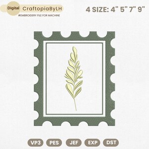 Diseño de bordado de sellos florales, diseño de bordado de sellos postales, diseño de bordado de flores silvestres, bordado de flores boho, descarga instantánea