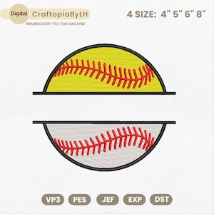 Split Softball Baseball Embroidery Design, Baseball Softball Name Frame Embroidery Machine File, Split Sport Embroidery File, Game Day Pes