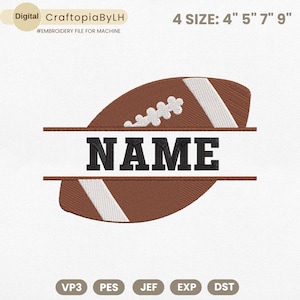 Split Football Embroidery Design, American Football Embroidery Design, Football Embroidery Design, Sport Embroidery Design, Instant Download