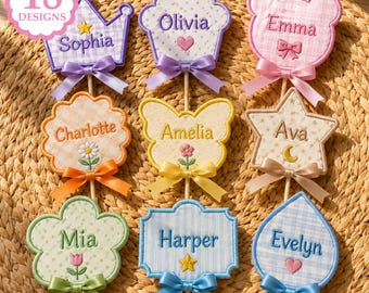 Set of 18 Cake Topper ITH Applique Design Instant Download, Blank Cake Topper Machine Embroidery Files, BX Font Included, Manual Digitizing