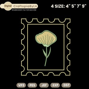Diseño de bordado de sellos florales, diseño de bordado de sellos postales, diseño de bordado de flores silvestres, bordado de flores boho, descarga instantánea