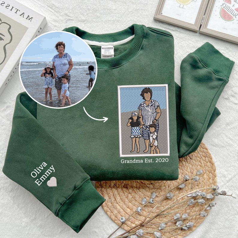 Custom Embroidered Grandma Sweatshirt, Personalized Gift for Granny, Mother's Day Gifts, Sweatshirt with Kids Name on Sleeve image 1