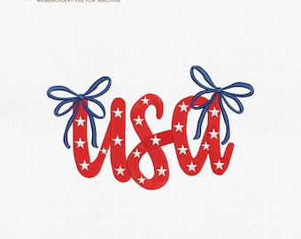 Coquette USA Embroidery Design, Patriotic File, America Coquette Machine Embroidery Design, 4th Of July Embroidery Design, Instant Download