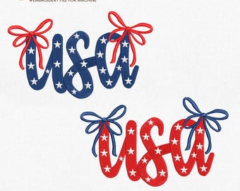 Coquette USA Embroidery Designs, America Coquette Machine Embroidery Designs, 4th Of July Embroidery Designs, 2 Colors, Instant Download