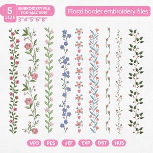 Broderipaket med blomkant, dekorativa spetsmonogram med blom- och vinrankabordbroderimönster, botanisk bröllopsramset