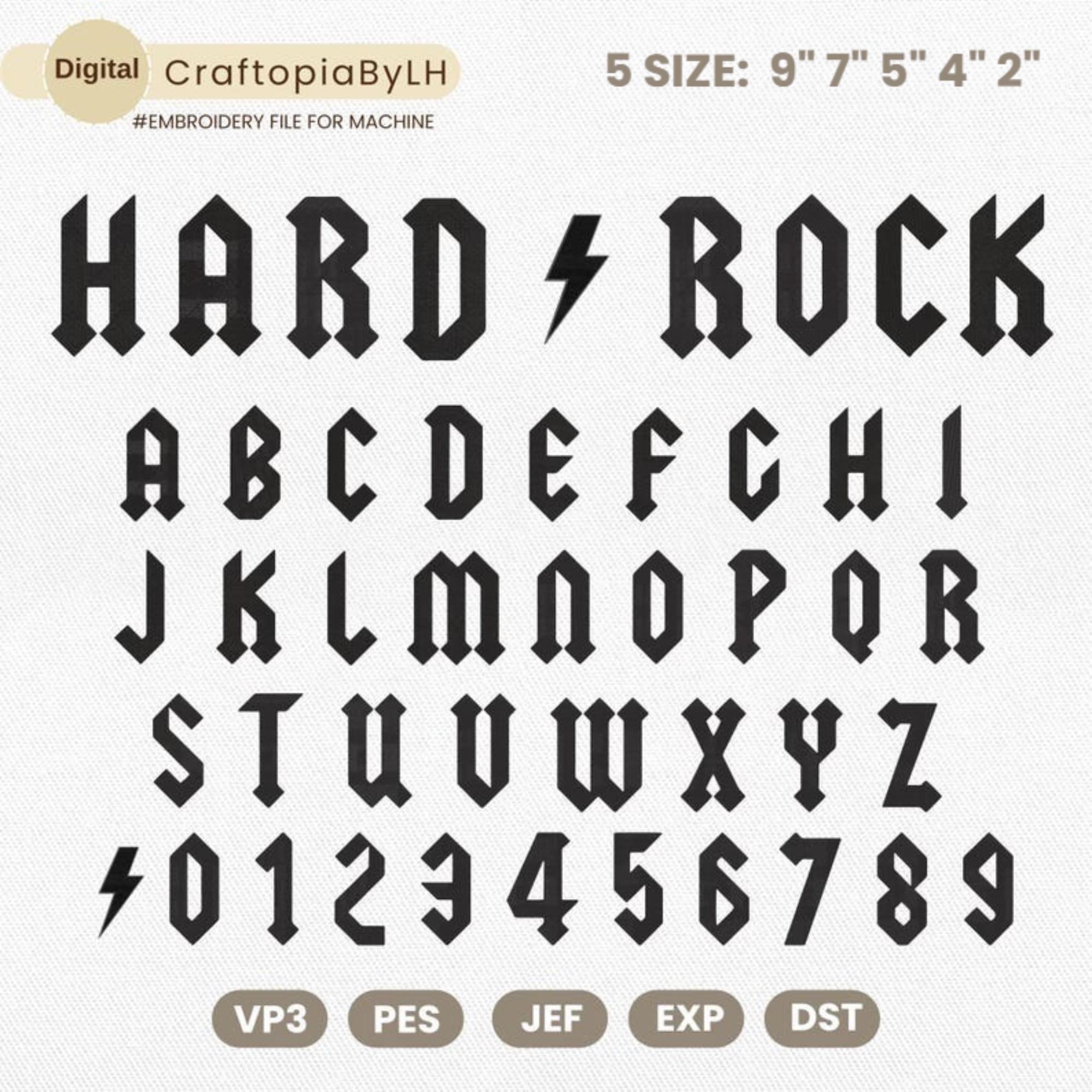 411 Designs Broderie Rock N Roll Logos - Formats PES 4x4 5x7, Pour Machine Brother