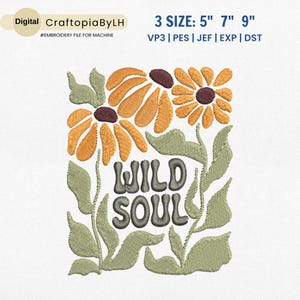 Wild Soul Haft Design, Be Cool Be Kind Flower Design, Motywacyjny Cytat Haft, Boho Floral Kindness Haft Design, Pobierz