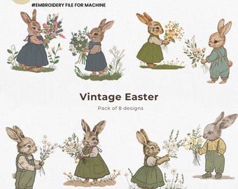 Easter Embroidery Designs, Easter Bunny Embroidery Design Bundle, Peter Rabbit Embroidery Design, Embroidery Pattern – Instant Download