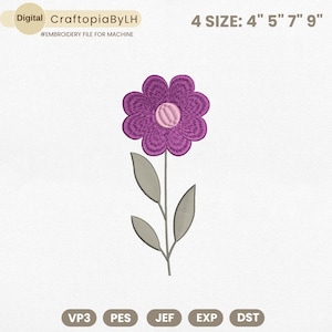 Floral Machine Embroidery Design, Mini Flower Design, Wildflower Embroidery, Birth Month Flower, Satin Stitch File, Instant Download