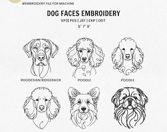 Bundle 3 sizes 6 Embroidery Designs, Minimalist Dog Line Art, Dog Breed Machine Embroidery File, Pet Embroidery, Pet Lovers Gifts