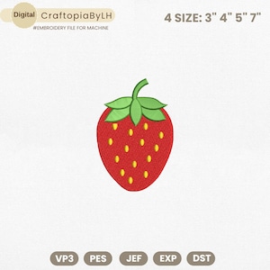 Strawberry Embroidery Design, Mini Fruits Machine Embroidery Design, Fruits Embroidery Design, Summer Embroidery File, Kitchen Embroidery
