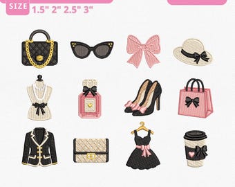 Coquette Fashion Embroidery Designs Instant Download, Girly Coquette Machine Embroidery Files, Bow Aesthetic Bundle, Manual Digitizing
