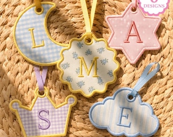 Applique Nursery Tag Shapes Instant Download, Blank Name Tag Keychain Machine Embroidery Files, ITH Tag Template, Manual Digitizing