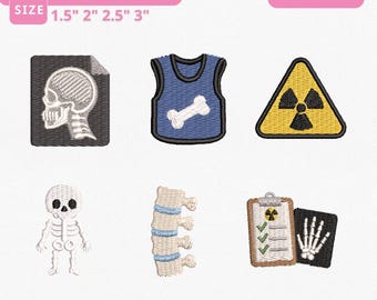 Radiology Mini Icons Embroidery Design Bundle Instant Download, X-Ray Medical Machine Embroidery Files, Manual Digitizing