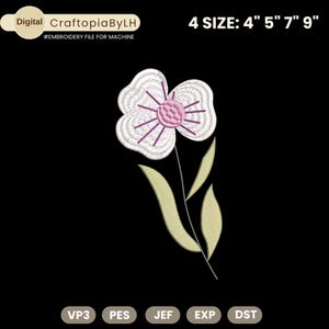 Floral Machine Embroidery Design, Mini Flower Design, Wildflower Embroidery, Birth Month Flower, Satin Stitch File, Instant Download