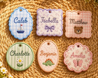 Apliques para Cesta de Bebê - Download Instantâneo | Design de Bordado com Etiqueta Ondulada | Pacote de Arquivos de Bordado para Bastidor