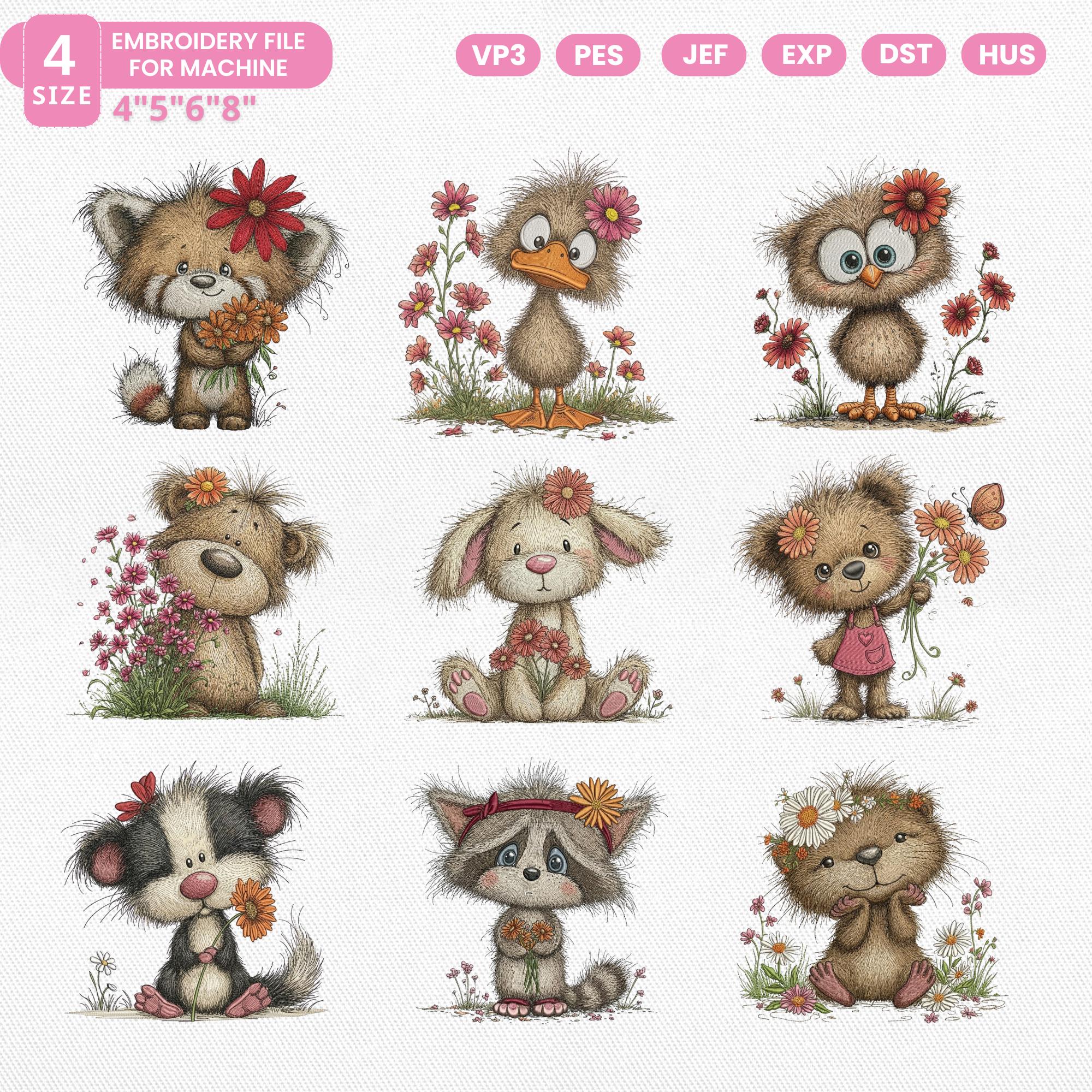 Woodland Animal Embroidery Design Bundle, Cute Forest Animals ...
