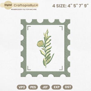 Diseño de bordado de sellos florales, diseño de bordado de sellos postales, diseño de bordado de flores silvestres, bordado de flores boho, descarga instantánea