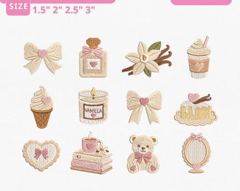 Coquette Aesthetic Vanilla Instant Download, Cozy Bow Machine Embroidery Files, Feminine Cute Icons Bundle, Manual Digitizing