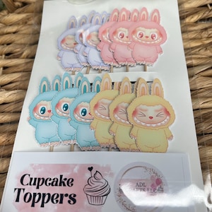 Cute Little Monsters cupcake toppers | Lala Bubu Birthday Decorations | Pastel Little Monsters Party