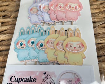 Cute Little Monsters cupcake toppers | Lala Bubu Birthday Decorations | Pastel Little Monsters Party
