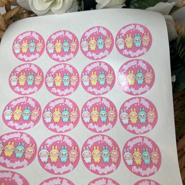 Birthday Bubu stickers, pastel monsters birthday labels for candy favors and snacks, die cut cute monsters