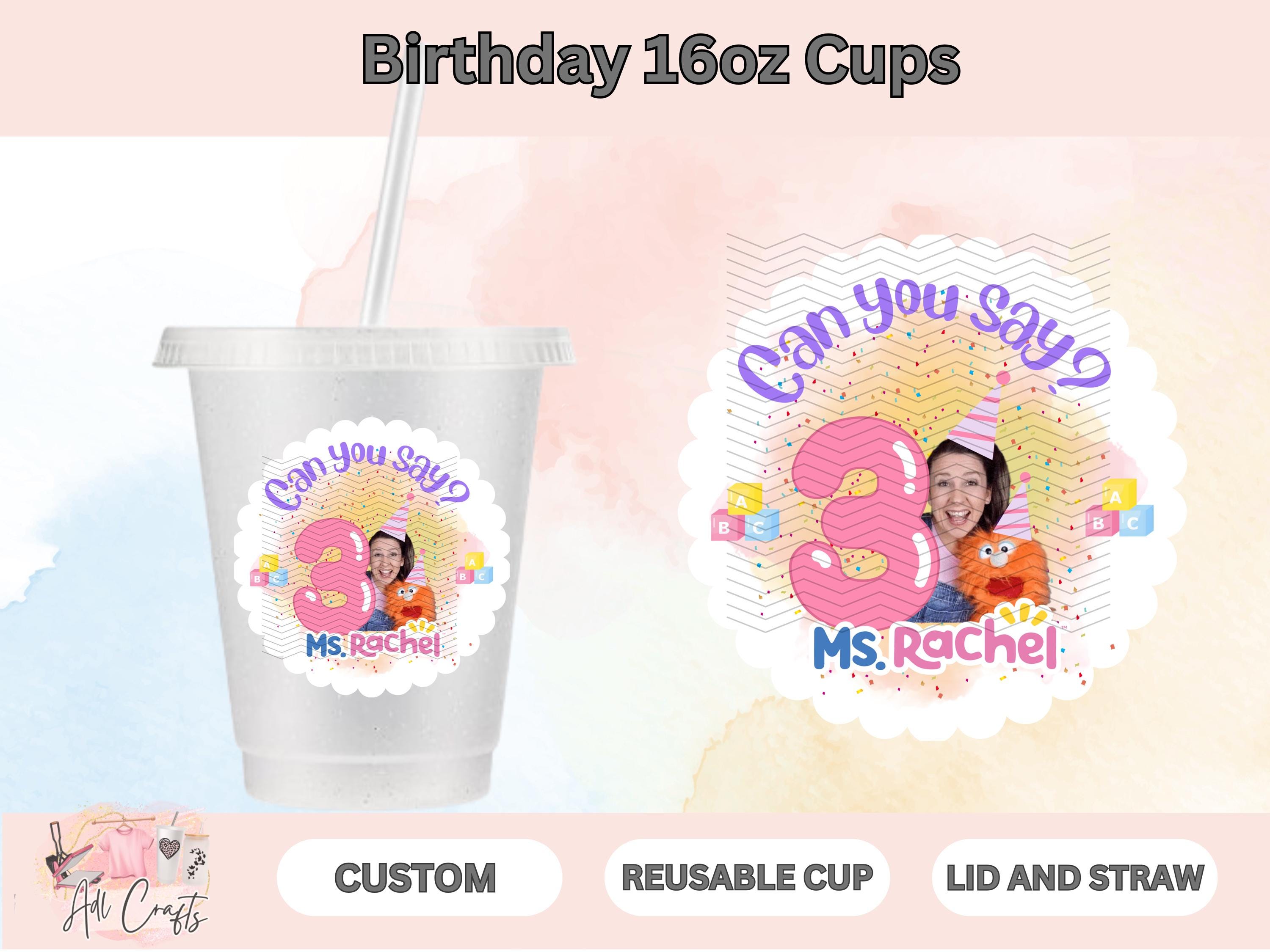 Can You say Ms Rachel Birthday cup | Custom Third Birthday cup | Personalize cups | Girl theme Birthday Decorations