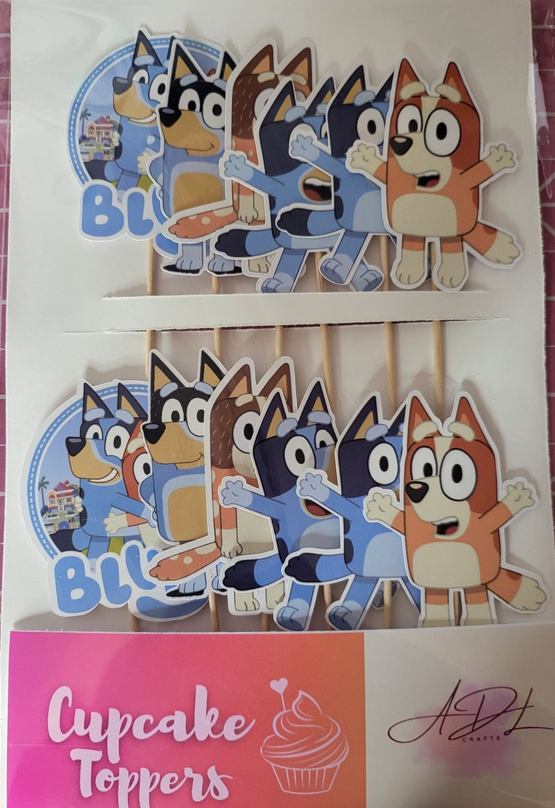 Bluey Cupcake Toppers Bluey Party Decorations Bluey Birthday Etsy
