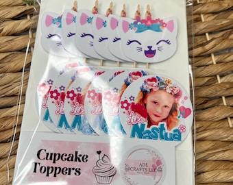 Nastya cupcake toppers | Nastya Kids Birthday Decorations | Like Nastya Party