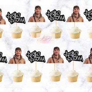 Peso Pluma cupcake toppers, peso pluma party decorations, peso pluma birthday