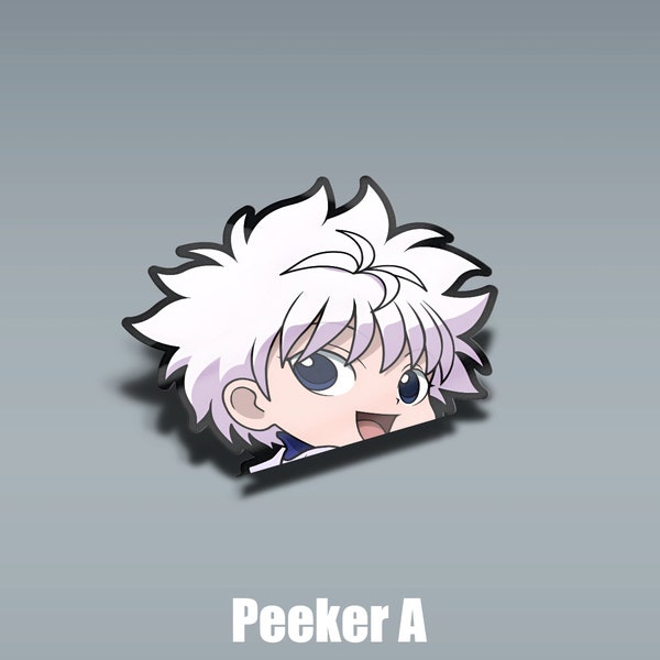 Holographic Cute Hunter Character Peeker Sticker, UV Resistant, Water Proof