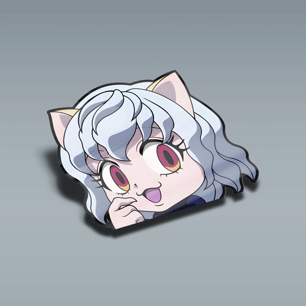 Holographic Cute Hunter Character Peeker Sticker, UV Resistant, Water Proof