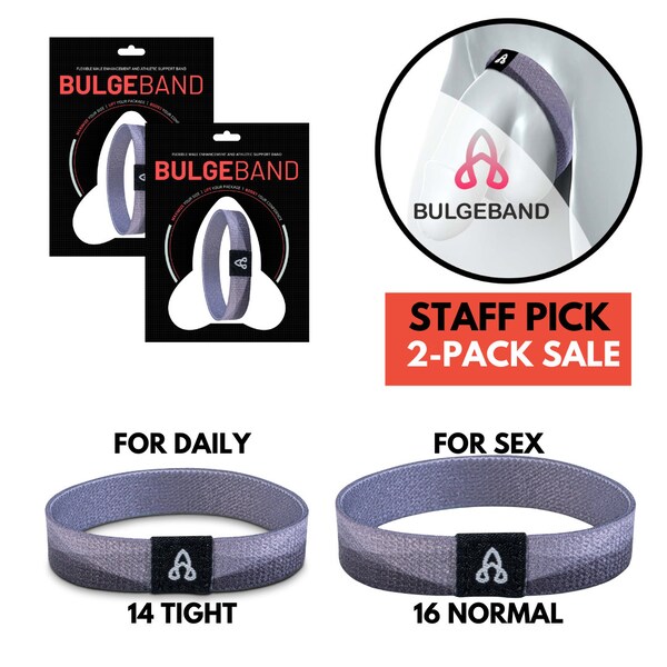 Bulge Band - STAFF PICK (paquete de 2) Juguete sexual con anillo flexible para pene (Gris grafito - 14 cm apretado y 16 cm normal)