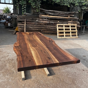 Solid Walnut Wood Table, Custom Handmade Walnut Table, Live Edge Table, Wooden Kitchen Table, Farmhouse Decor
